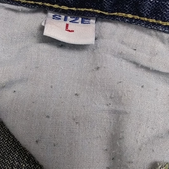 Sama Jean Blue Whiskering Medium Wash Mid Rise Distressed Wide Leg Denim Jean - Picture 6 of 16